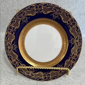 Vtg Royal Doulton Cobalt Blue Gold 7.75” Plate Ovington Bros. New York